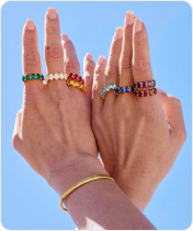 Cailin Gold Crystal Band Ring in Aqua Crystal