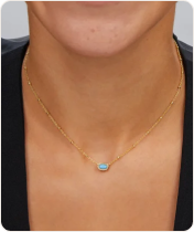 Mini Elisa Gold Satellite Short Pendant Necklace in Turquoise